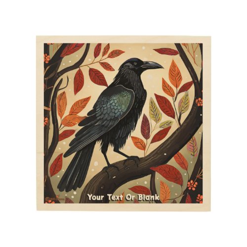 Colorful Raven Perched in a Tree Wood Wall Art