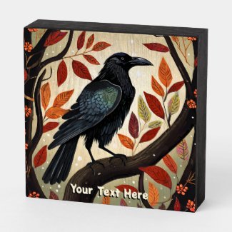 Colorful Raven Perched in a Tree