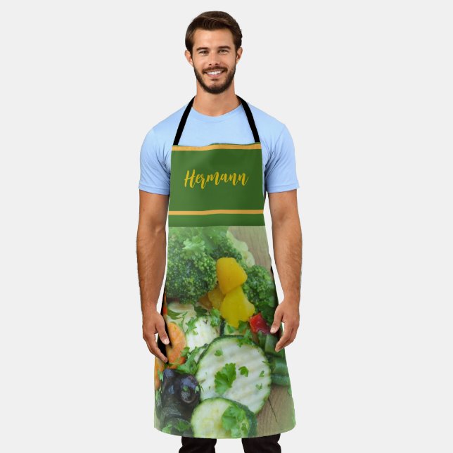 colorful raw vegetables  apron (Worn)