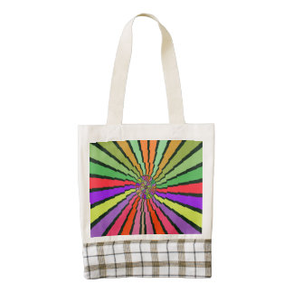 Colorful rays abstract design zazzle HEART tote bag