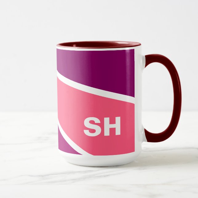 Colorful Rays custom monogram mugs (Right)