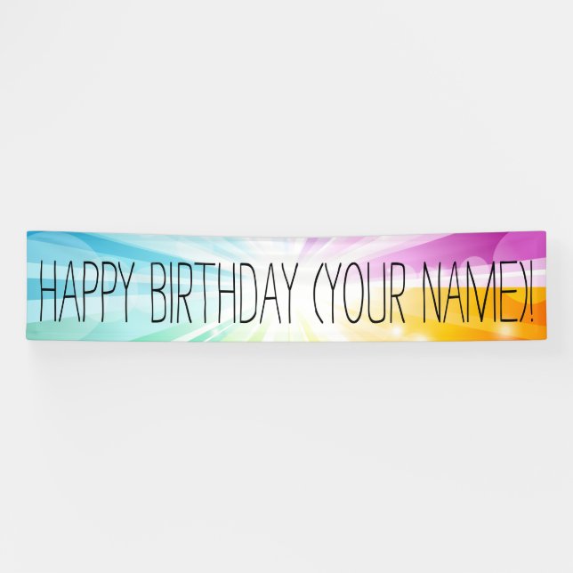 Colorful Rays Personalized Birthday Party Banner (Horizontal)