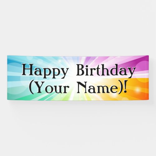 Colorful Rays Personalized Birthday Party Banner