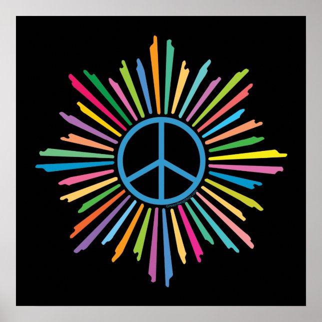 Colorful Rays Surround Peace Sign (Front)
