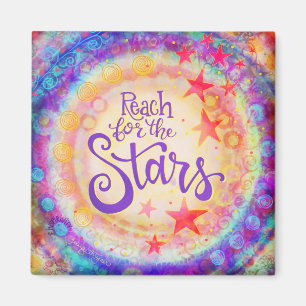 Colorful Reach for the Stars Inspirational Magnet