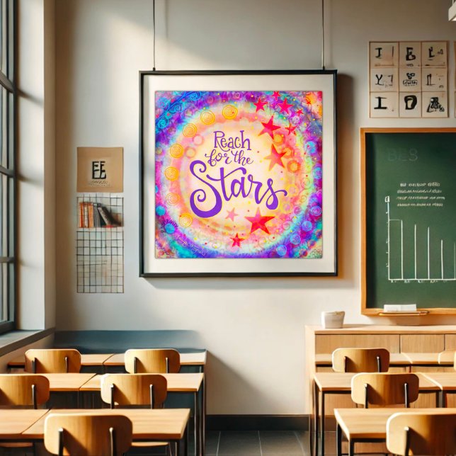 Colorful Reach for the Stars Quote Inspirivity Poster (Creator Uploaded)