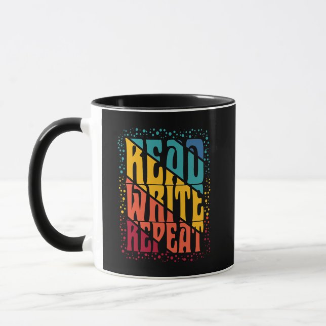 Colorful Read Write Repeat Mug (Left)