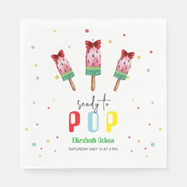 Colorful Ready To Pop Ice Cream Baby Shower Napkins (Front)