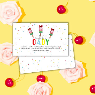 Colorful Ready To Pop Ice Cream Books Baby Shower Enclosure Card