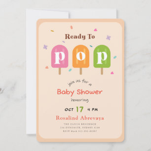 Colorful Ready to Pop Popsicle Baby Shower Invitation