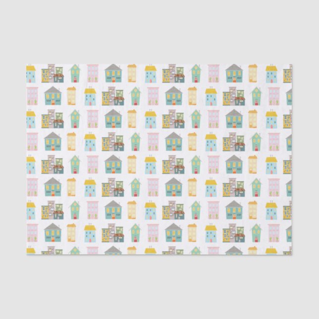 Colorful Real Estate Houses Tissue Paper (Front)