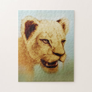 Colorful Realistic Drawing, Wild Lion, Animal Art Jigsaw Puzzle