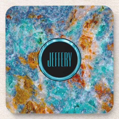 Colorful Realistic Faux Marble Stone Pattern Drink Coaster