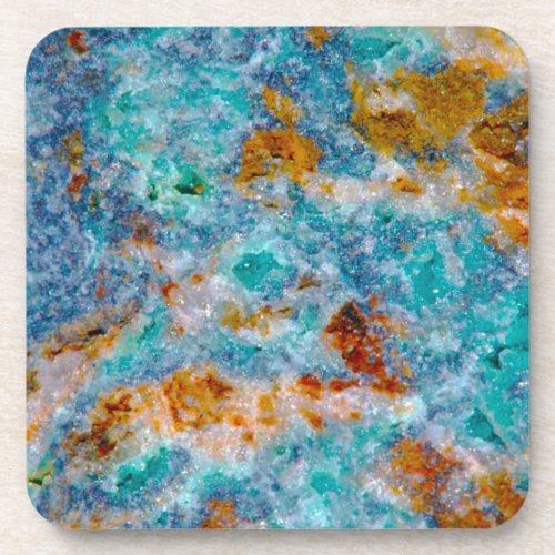 Colorful Realistic Faux Marble Stone Pattern Drink Coaster