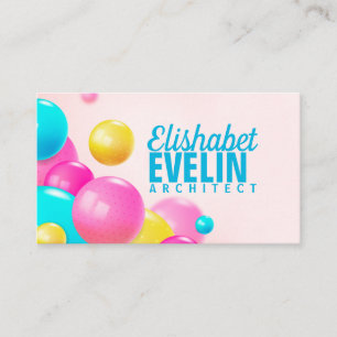 Colorful realistic flowing glossy balls business card