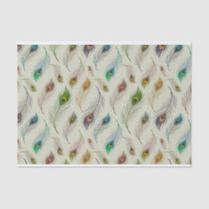 Colorful Realistic Peacock Bird Feathers Tissue Paper