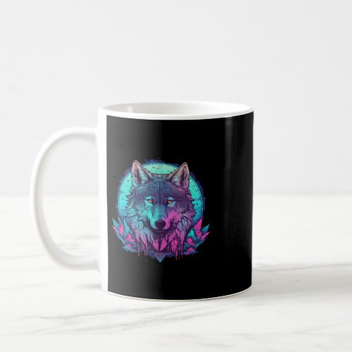 Colorful Realistic Wolf in Wilderness Nature on Mo Coffee Mug