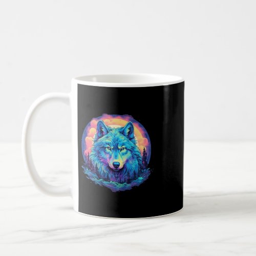Colorful Realistic Wolf in Wilderness Nature on Mo Coffee Mug