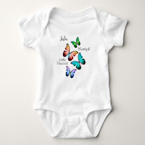 Colorful Realm of Morpho Blue Rainbow Butterflies Baby Bodysuit