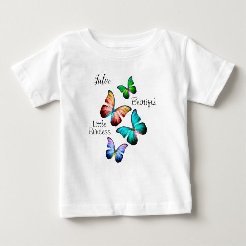 Colorful Realm of Morpho Blue Rainbow Butterflies Baby T_Shirt