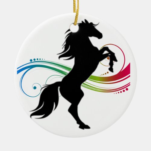 Colorful Rearing Horse Ceramic Ornament