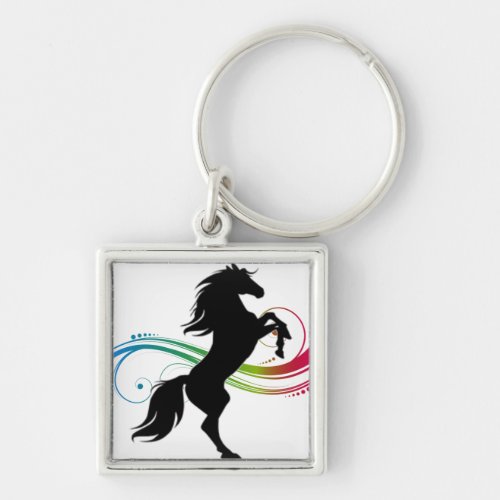 Colorful Rearing Horse Keychain