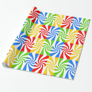 Colorful Rectangle And White Swirls Wrapping Paper
