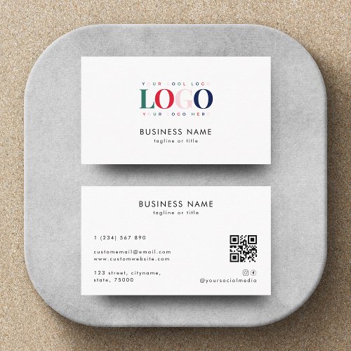 Colorful Rectangle Business Logo Qr Code Company Business Card