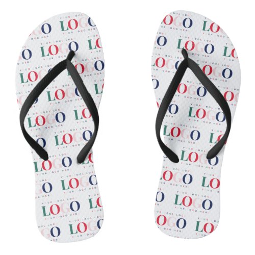 Colorful Rectangle Logo Pattern Repeating Business Flip Flops