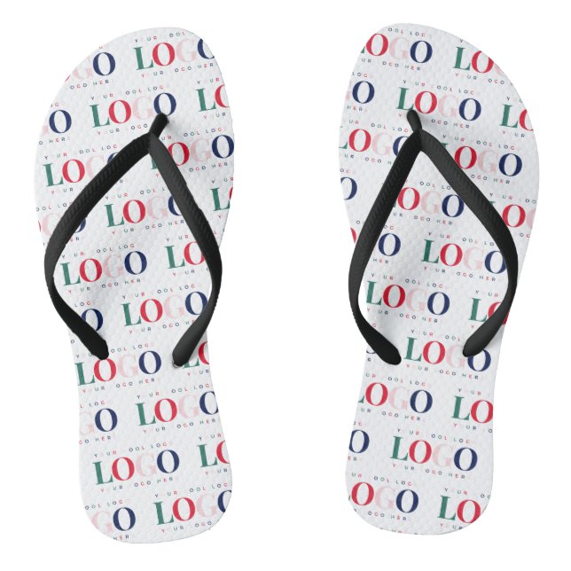 Colorful Rectangle Logo Pattern Repeating Business Flip Flops (Footbed)