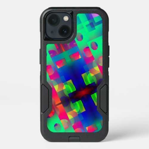 Colorful rectangle with hole sunken in the center iPhone 13 case