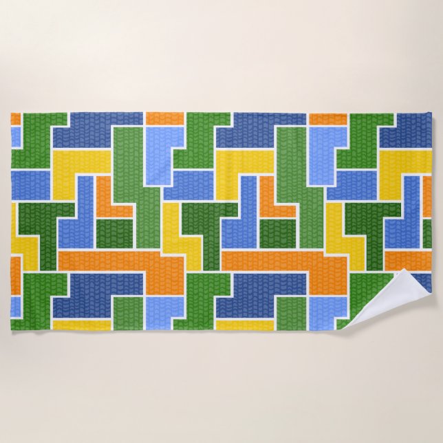 colorful rectangles beach towel (Front)