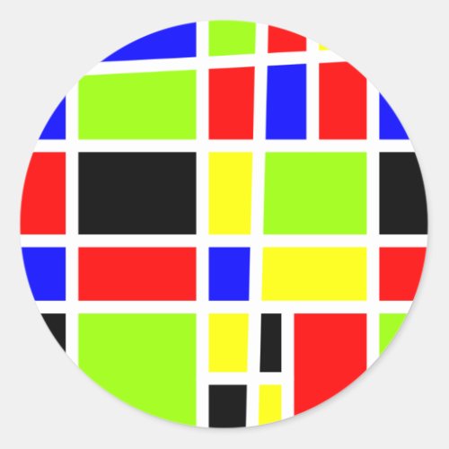 Colorful Rectangles Classic Round Sticker