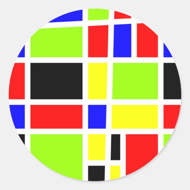 Colorful Rectangles Classic Round Sticker (Front)