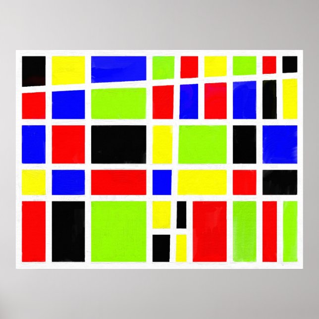 Colorful Rectangles (digital oil painting) Poster (Front)