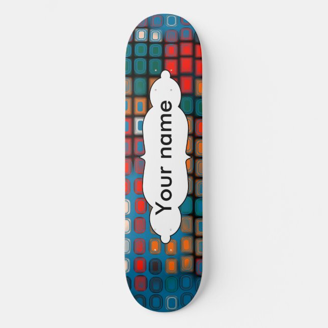Colorful rectangles pattern skateboard deck (Front)