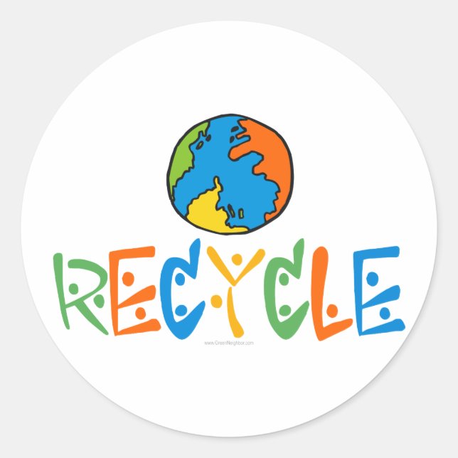 Colorful Recycle Classic Round Sticker (Front)