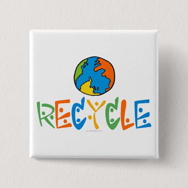 Colorful Recycle Pinback Button (Front)