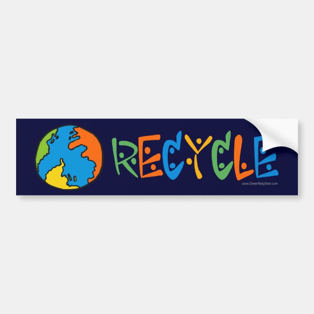 Colorful Recycling Bumper Sticker (Front)