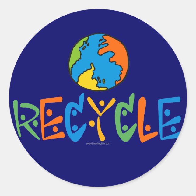 Colorful Recycling Classic Round Sticker (Front)