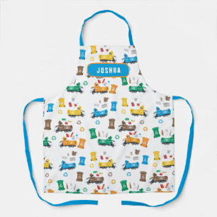 Colorful Recycling Garbage Trucks & Bins Apron