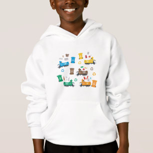 Colorful Recycling Garbage Trucks & Bins Hoodie