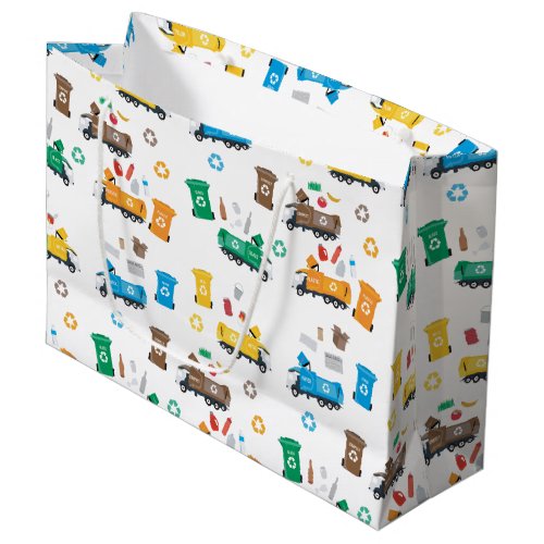 Colorful Recycling Garbage Trucks  Bins   Large Gift Bag