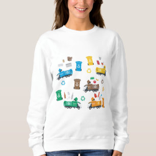 Colorful Recycling Garbage Trucks & Bins Sweatshirt