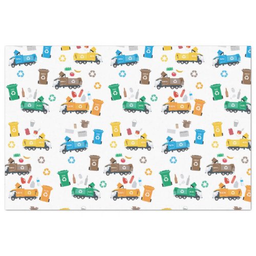 Colorful Recycling Garbage Trucks  Bins  Tissue Paper