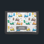 Colorful Recycling Garbage Trucks & Bins  Trifold Wallet<br><div class="desc">A cute colorful recycling garbage truck pattern with recycling bins and recyclables. Green,  blue,  yellow,  brown and orange recycling garbage trucks recycling paper,  plastic,  metal,  glass and compost. Perfect for any garbage truck enthusiast big or small.</div>