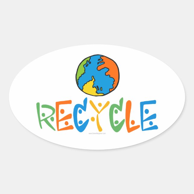 Colorful Recycling Oval Sticker (Front)