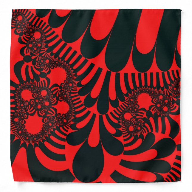 Colorful Red and Black Fractal Bandana (Front)