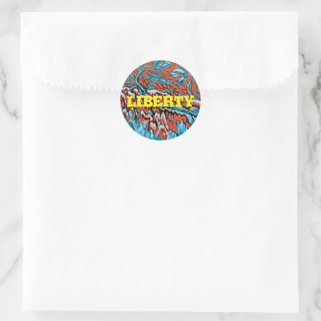 Colorful Red and Blue Magical Woodlands Classic Round Sticker (Bag)