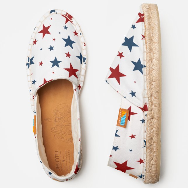Colorful Red and Blue Stars Pattern Espadrilles (Side)